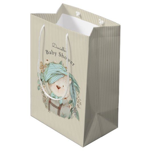  teddybeer Baby shower Medium Cadeauzakje (Achterkant Gekanteld)