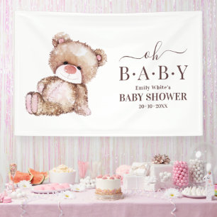 Teddybeer Baby Shower, Meisje Roze Beer Baby Showe Spandoek
