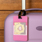 Teddybeer Baby shower met retro cirkels Bagagelabel