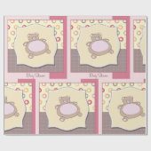 Teddybeer Baby shower met retro cirkels Cadeaupapier (Vlak)