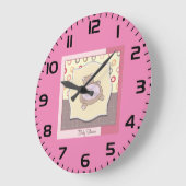 Teddybeer Baby shower met retro cirkels Grote Klok (Hoek)