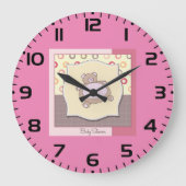 Teddybeer Baby shower met retro cirkels Grote Klok (Voorkant)