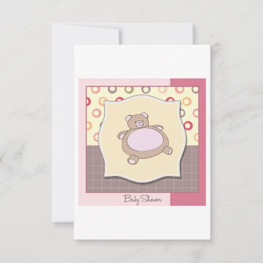 Teddybeer Baby shower met retro cirkels Kaart (Voorkant)
