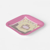 Teddybeer Baby shower met retro cirkels Papieren Bordje (Gebogen)