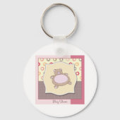 Teddybeer Baby shower met retro cirkels Sleutelhanger (Voorkant)