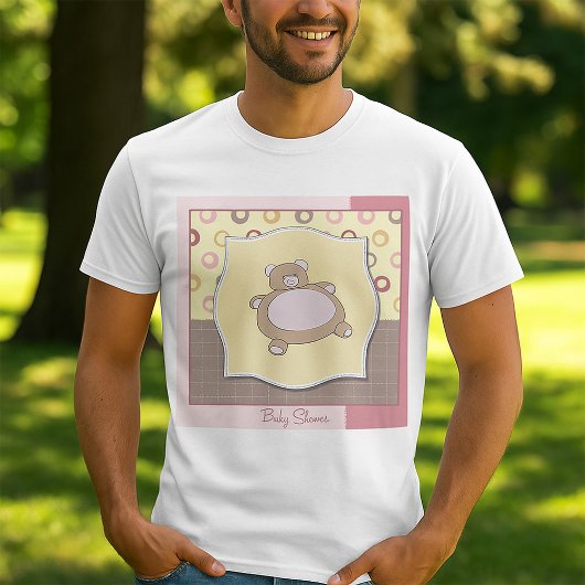 Teddybeer Baby shower met retro cirkels T-shirt
