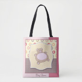 Teddybeer Baby shower met retro cirkels Tote Bag (Voorkant)