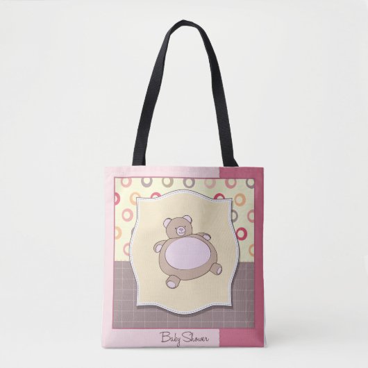 Teddybeer Baby shower met retro cirkels Tote Bag (Voorkant)