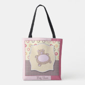 Teddybeer Baby shower met retro cirkels Tote Bag (Achterkant)