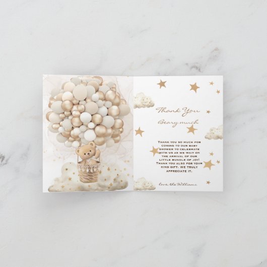 Teddybeer Baby shower Neutral Beary Veel Bedankkaart (Binnen)