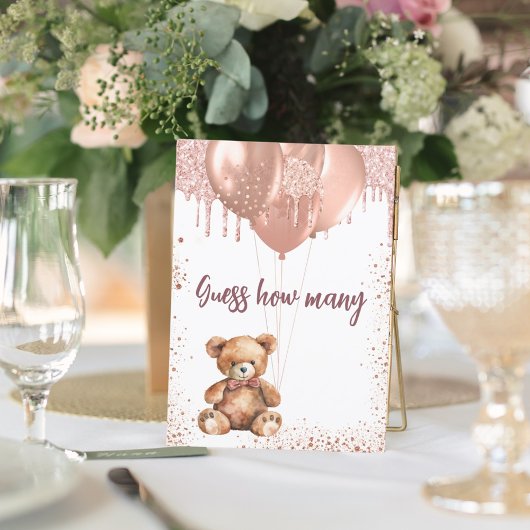 Teddybeer Baby shower raad hoeveel kaart
