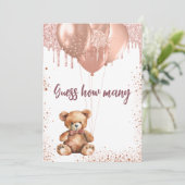 Teddybeer Baby shower raad hoeveel kaart (Staand voorkant)