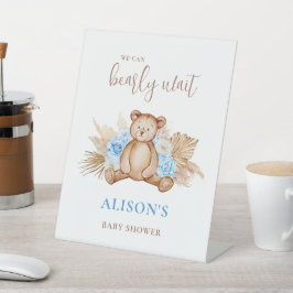 Teddybeer Baby Shower Reclamebord Met Voetstuk