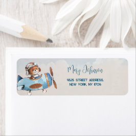 Teddybeer baby shower retour adreslabel etiket