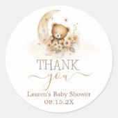 Teddybeer Baby shower ronde Sticker (Voorkant)