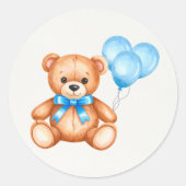 Teddybeer Baby Shower Ronde Sticker (Voorkant)
