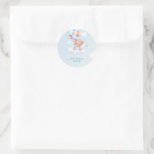 Teddybeer-baby shower ronde sticker (Tas)