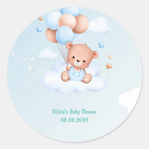 Teddybeer-baby shower ronde sticker