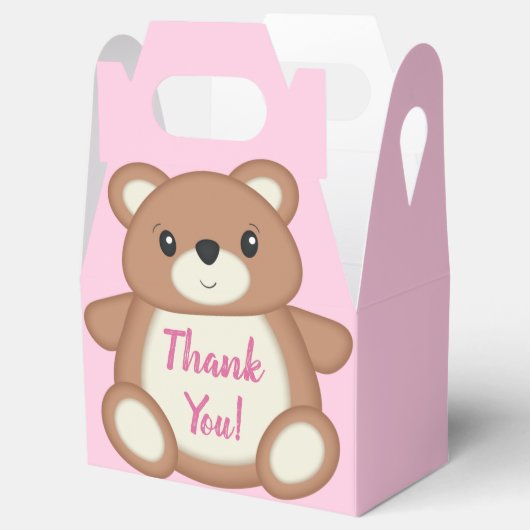 Teddybeer Baby shower roze meisje Bedankdoosjes (Geopend)