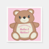 Teddybeer Baby shower roze meisje Servet (Voorkant)