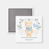 Teddybeer baby shower save the date magneet (Voorkant / Achterkant)