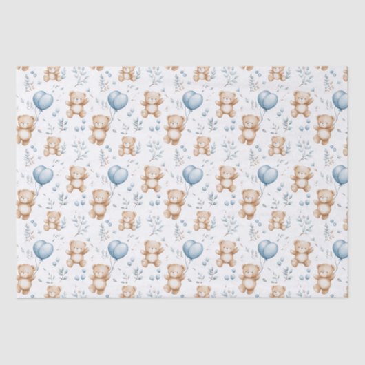 Teddybeer Baby shower Tissuepapier (Voorkant)