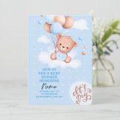 Teddybeer Baby shower uitnodigen Kaart (Staand voorkant)