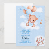 Teddybeer Baby shower uitnodigen Kaart (Voorkant / Achterkant)