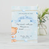 Teddybeer Baby Shower Uitnodiging (Staand voorkant)