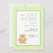 Teddybeer Baby Shower Uitnodiging (Voorkant)