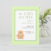 Teddybeer Baby Shower Uitnodiging (Staand voorkant)