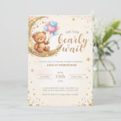 Teddybeer Baby Shower Uitnodiging (Staand voorkant)
