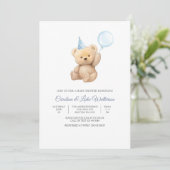 Teddybeer Baby Shower Uitnodiging (Staand voorkant)