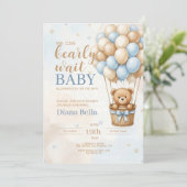 Teddybeer Baby Shower Uitnodiging (Staand voorkant)