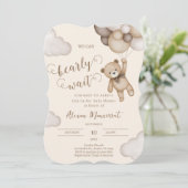 Teddybeer baby shower uitnodiging (Staand voorkant)