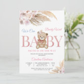 Teddybeer Baby Shower Uitnodiging (Staand voorkant)