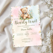 Teddybeer Baby Shower Uitnodiging