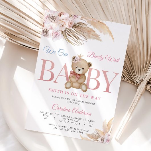 Teddybeer Baby Shower Uitnodiging