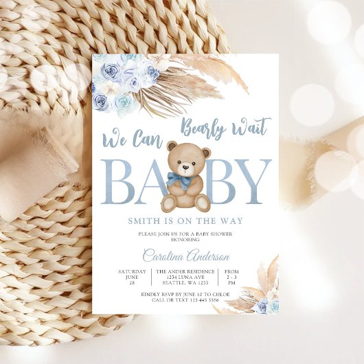 Teddybeer Baby Shower Uitnodiging