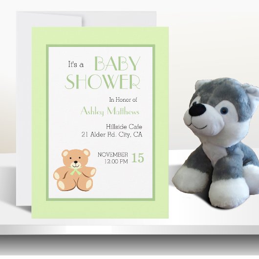 Teddybeer Baby Shower Uitnodiging