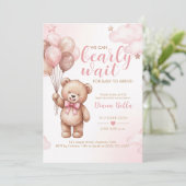 Teddybeer Baby Shower Uitnodiging (Staand voorkant)