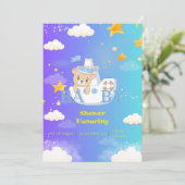 Teddybeer baby shower uitnodiging (Staand voorkant)