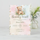 Teddybeer Baby Shower Uitnodiging (Staand voorkant)