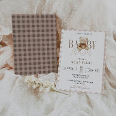 Teddybeer Baby shower Uitnodiging Neutraal Beer