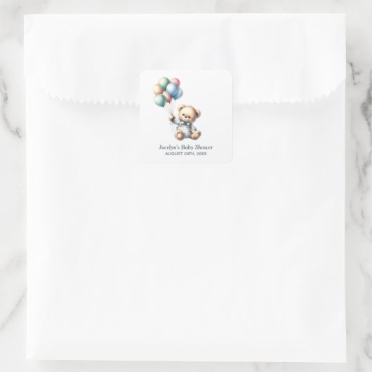 teddybeer Baby shower uitnodigingsenvelop zegel (Tas)
