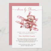 teddybeer | Baby shower van Mail Pink Kaart (Voorkant / Achterkant)