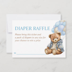 Teddybeer baby shower wacht luierverloting kaart
