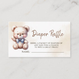 Teddybeer Baby Shower Waterverf Luier Raffle Informatiekaartje