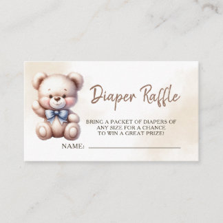 Teddybeer Baby Shower Waterverf Luier Raffle Informatiekaartje