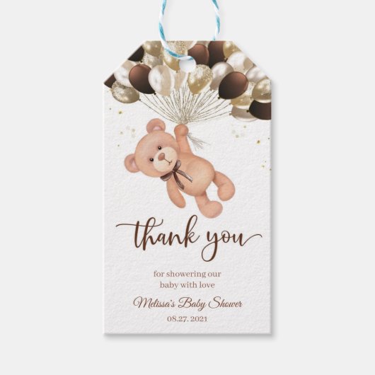 Teddybeer Baby Shower We kunnen bijna niet wachten Cadeaulabel (Voorkant)